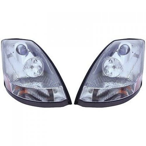 Volvo 04-17 VN/VNL Truck Chrome Headlight Pair Left Right Side w/ All Bulbs